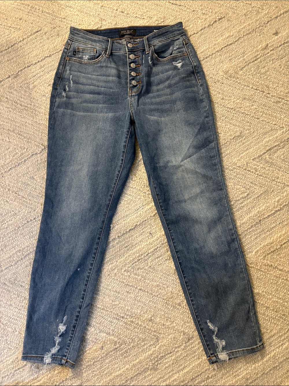 Judy Blue Women's High-Rise Button-Fly Boyfriend Jeans - Medium Blue Wash